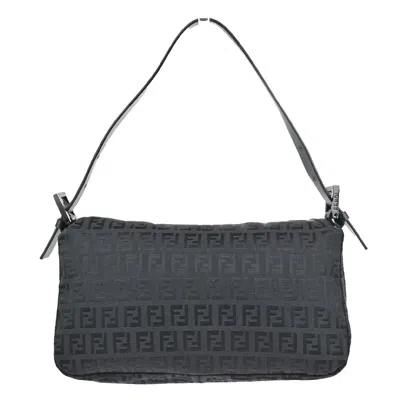 Shop Fendi Baguette Black Canvas Shoulder Bag ()