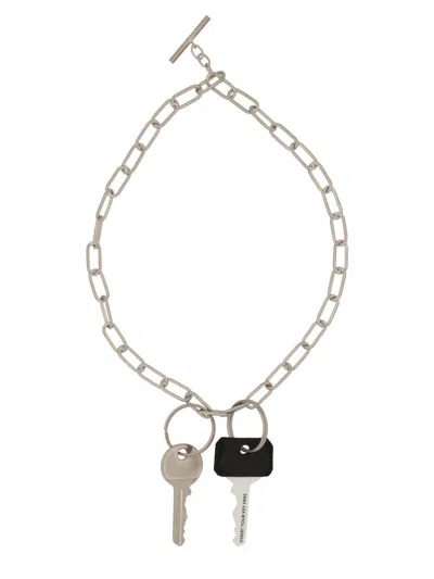 Shop Mm6 Maison Margiela "numeric Signature" Key Necklace In Black