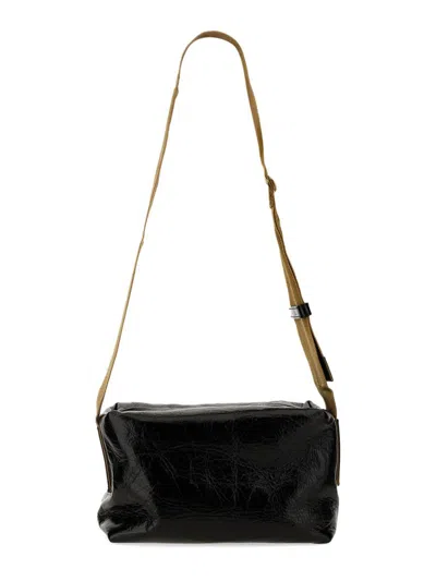 Shop Uma Wang Leather Shoulder Bag In Black