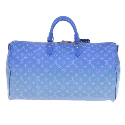 Pre-owned Louis Vuitton Keepall Bandouliere 50 Blue Canvas Travel Bag ()