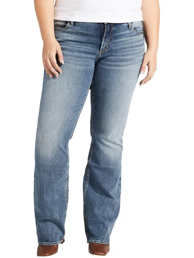 Shop Silver Jeans Plus Elyse Womens Curvy Fit Slim Bootcut Jeans In Blue