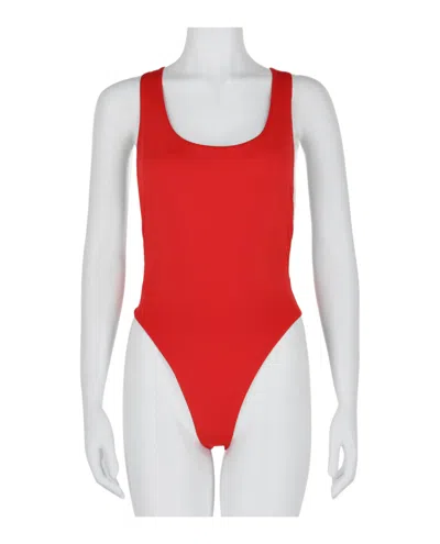 Shop Off-white Logo Band Swimsuit In Red