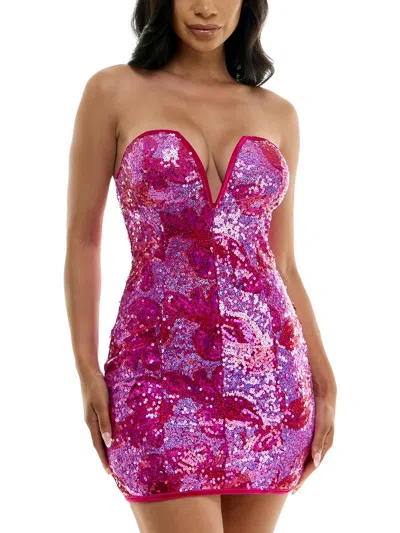 Shop Emerald Sundae Juniors Womens Sequined Bodycon Dress In Pink