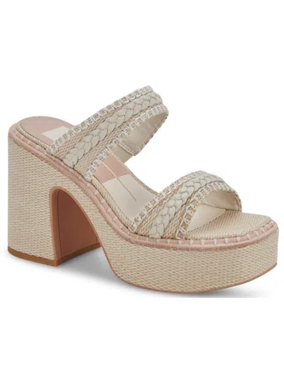 Shop Dolce Vita Whim Womens Leather Slip On Platform Sandals In Beige