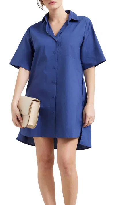 Shop Modern Citizen Tala Shirt Dress In Dark Cobalt In Blue
