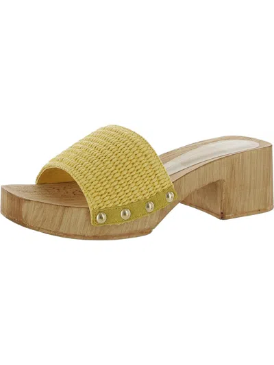 Shop Dolce Vita Oakley Womens Leather Slip On Mule Sandals In Yellow