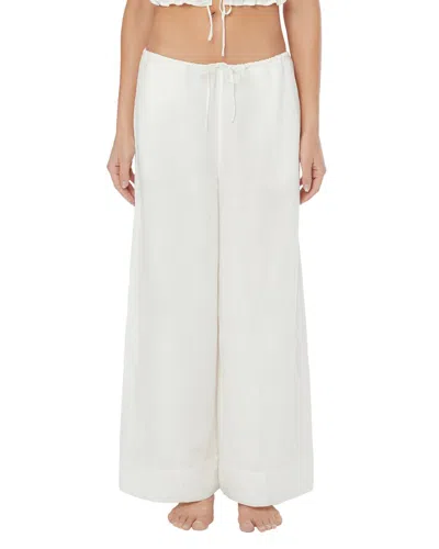 Shop Onia Air Linen-blend Wide Leg Drawstring Pant In White