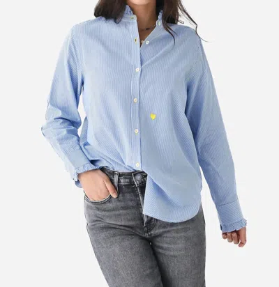Shop Kerri Rosenthal Mia Ruffle Shirt In Lunar Blue