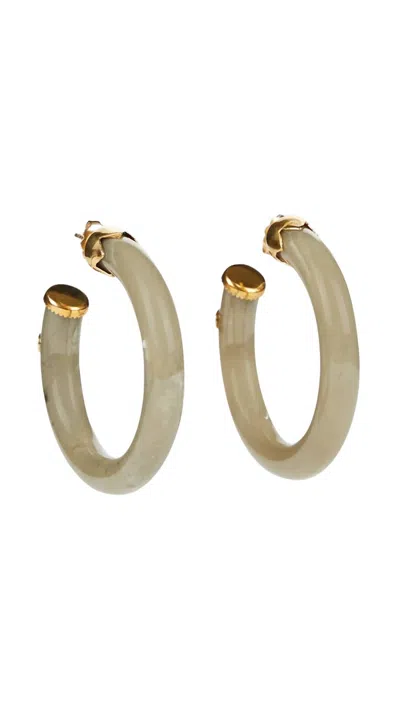 Shop Gas Bijoux Creole Hoop Earrings In Grey/gold