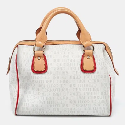 Shop Cerruti 1881 Color Signature Coated Canvas And Leather Bag In White