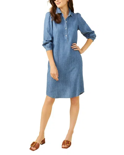 Shop J.mclaughlin J. Mclaughlin Randall Linen-blend Dress In Blue