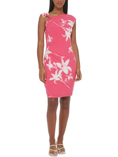 Shop Calvin Klein Womens Knee Length Embellished Mini Dress In Pink