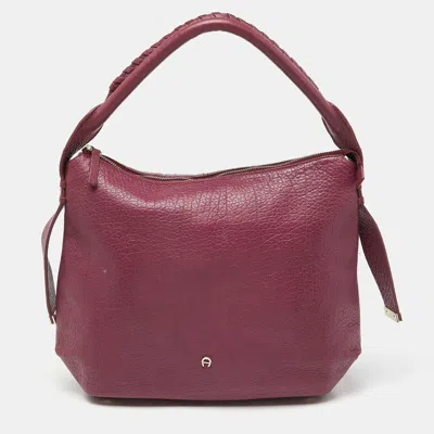 Shop Aigner Leather Zip Hobo In Red