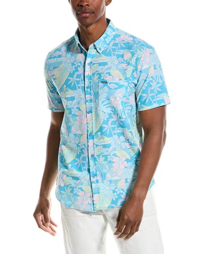 Shop Vintage Summer Seersucker Stretch Shirt In Blue
