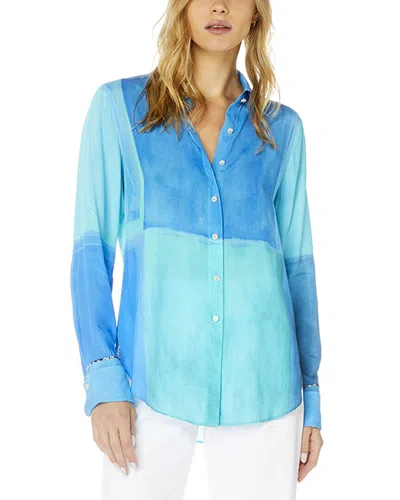Shop Robert Graham Gabriela Silk-blend Shirt In Blue