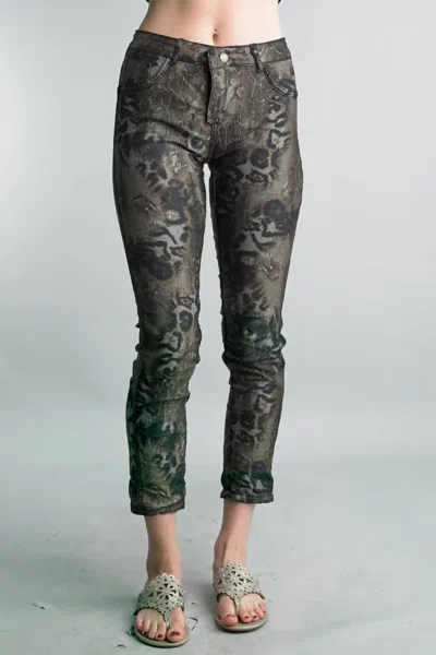 Shop Tempo Paris Women's Reversible Jeans In Black Skin Print In Green