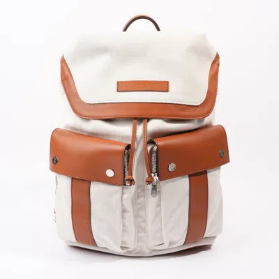Shop Brunello Cucinelli Linrn Backpack/ Canvas In White