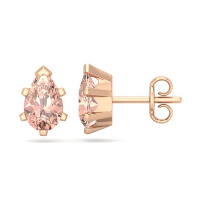Shop Sselects 1-1/2 Carat Pear Shape Morganite Earrings Studs In 14k Rose Gold Over Sterling In Pink