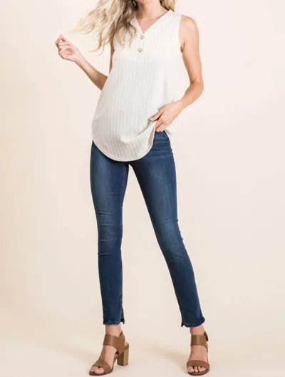 Shop Bombom Faux Button Tank Top In Sand In White