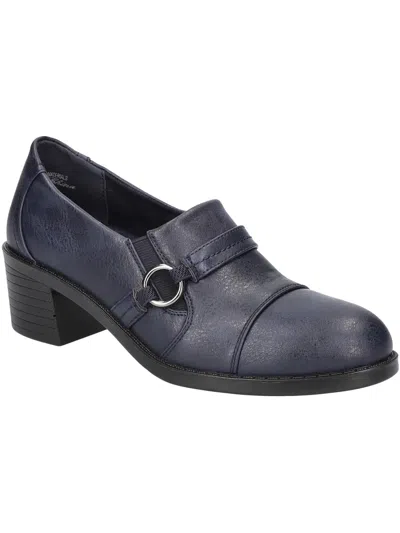 Shop Easy Street Womens Faux Leather Round Toe Block Heels In Blue