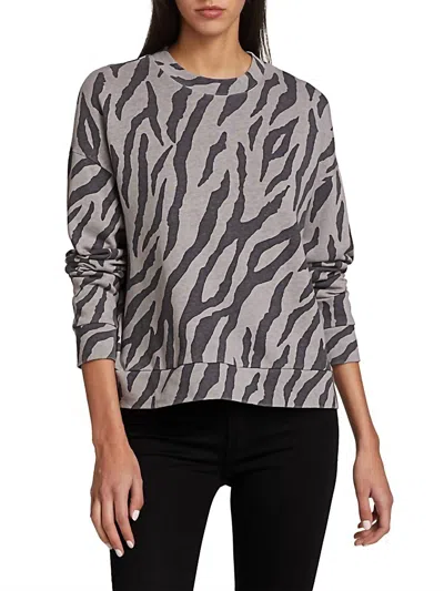 Shop Monrow Zebra Boxy Sweatshirt In Grey