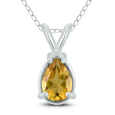 Shop Sselects 14k 7x5mm Pear Citrine Pendant In Gold