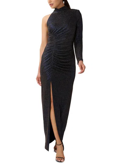 Shop Aidan Mattox Womens Metallic Long Evening Dress In Blue