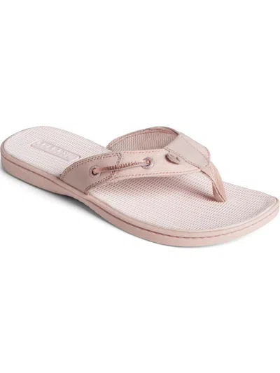 Shop Sperry Seafish Womens Leather Round Toe Flip-flops In Pink