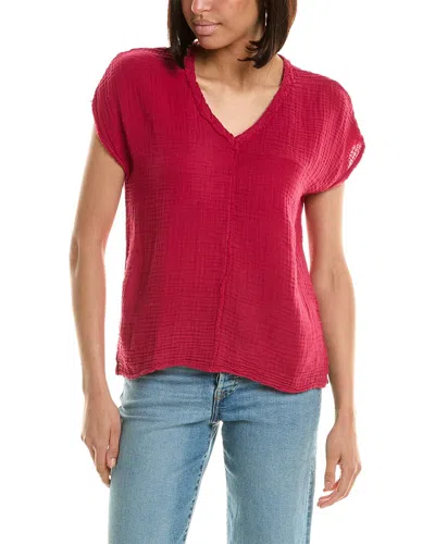 Shop Michael Stars Draya V-neck T-shirt In Red
