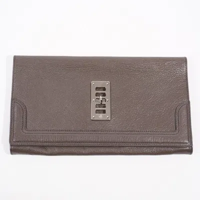 Shop Mulberry Maggie Clutch Leather In Grey