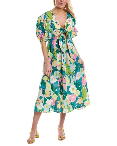 Shop Crosby By Mollie Burch Emilie Linen-blend Midi Dress In Multi