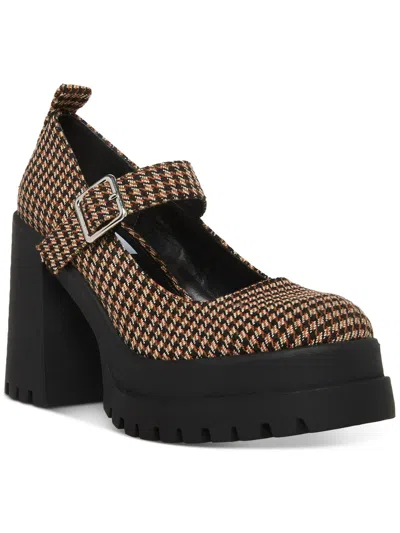 Shop Steve Madden Orsen Womens Houndstooth Lug Sole Mary Janes In Black