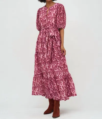 Shop Oliphant Puff Sleeve V-neck Maxi Dress In Sonoma/raisin In Pink
