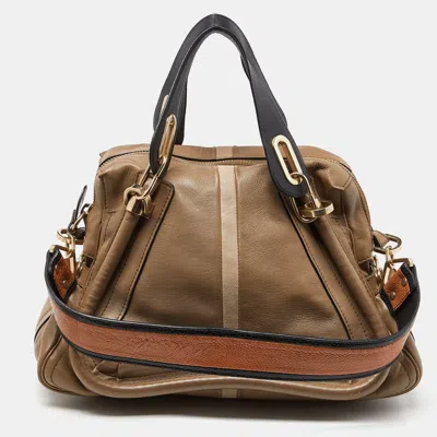Shop Chloé Leather Medium Paraty Handbag In Brown