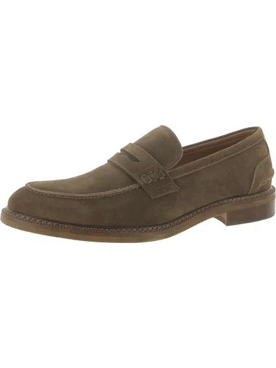 Shop Steve Madden Mens Leather Round Toe Loafers In Brown