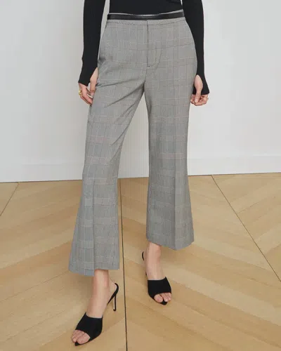 L AGENCE STACEY CROPPED FLARE TROUSER IN IVORY/BLACK GLEN PLAID 