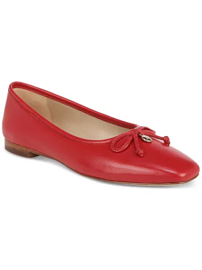 Shop Sam Edelman Womens Leather Square Toe Ballet Flats In Red