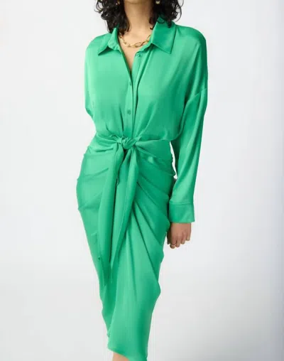 Joseph Ribkoff Tie Front Satin Blouse Dress In Green In Green