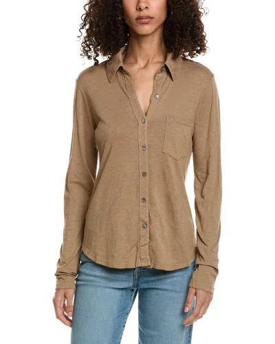 Shop Michael Stars Ayla Button-down Shirt In Brown