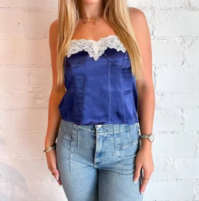 Shop Sky To Moon Ashton Top In Navy In Blue