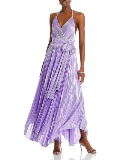 Shop Alice And Olivia Arista Womens Pleated Sleeveless Evening Dress In Purple