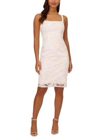 Shop Adrianna Papell Womens Sequined Knee-length Sheath Dress In White