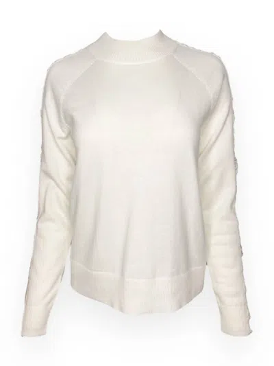 Shop J. Society Women's Fringe Crew Sweatshirt In Chalk In White