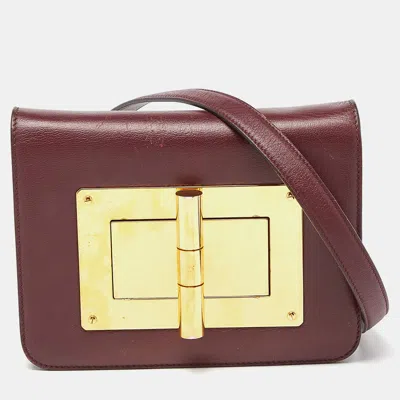Shop Tom Ford Leather Small Natalia Crossbody Bag In Red