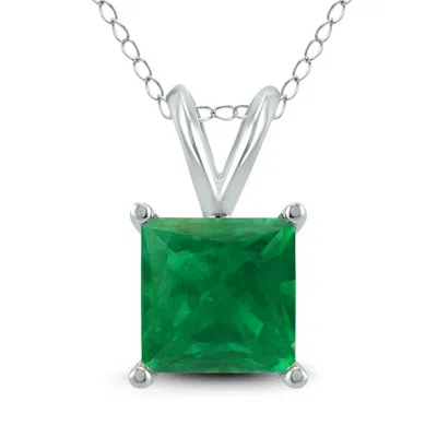Shop Sselects 14k 5mm Square Emerald Pendant In Green