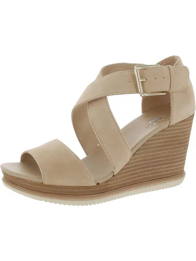 Shop Dr. Scholl's Shoes Sweet Escape Womens Animal Print Calf Hair Wedge Sandals In Beige