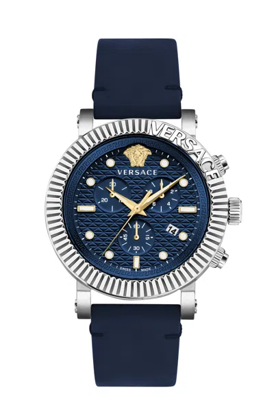 Shop Versace V-chrono Classic Leather Watch In Multi