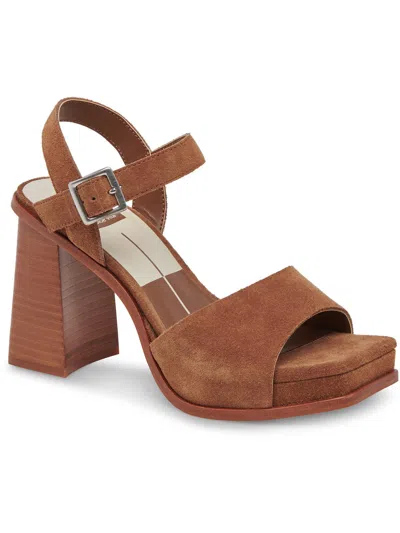 Shop Dolce Vita Aubrey Womens Suede Ankle Strap Mule Sandals In Brown