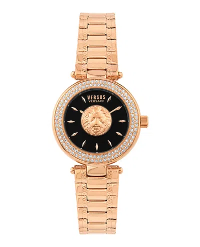 Shop Versus Brick Lane Lion Crystal Bracelet Watch In Gold