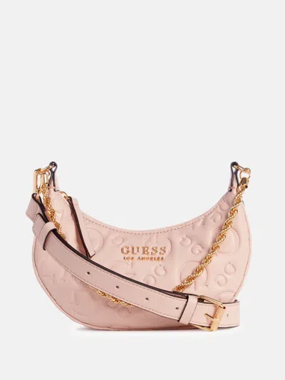 Shop Guess Factory Palmillas Logo Crescent Crossbody In Pink
